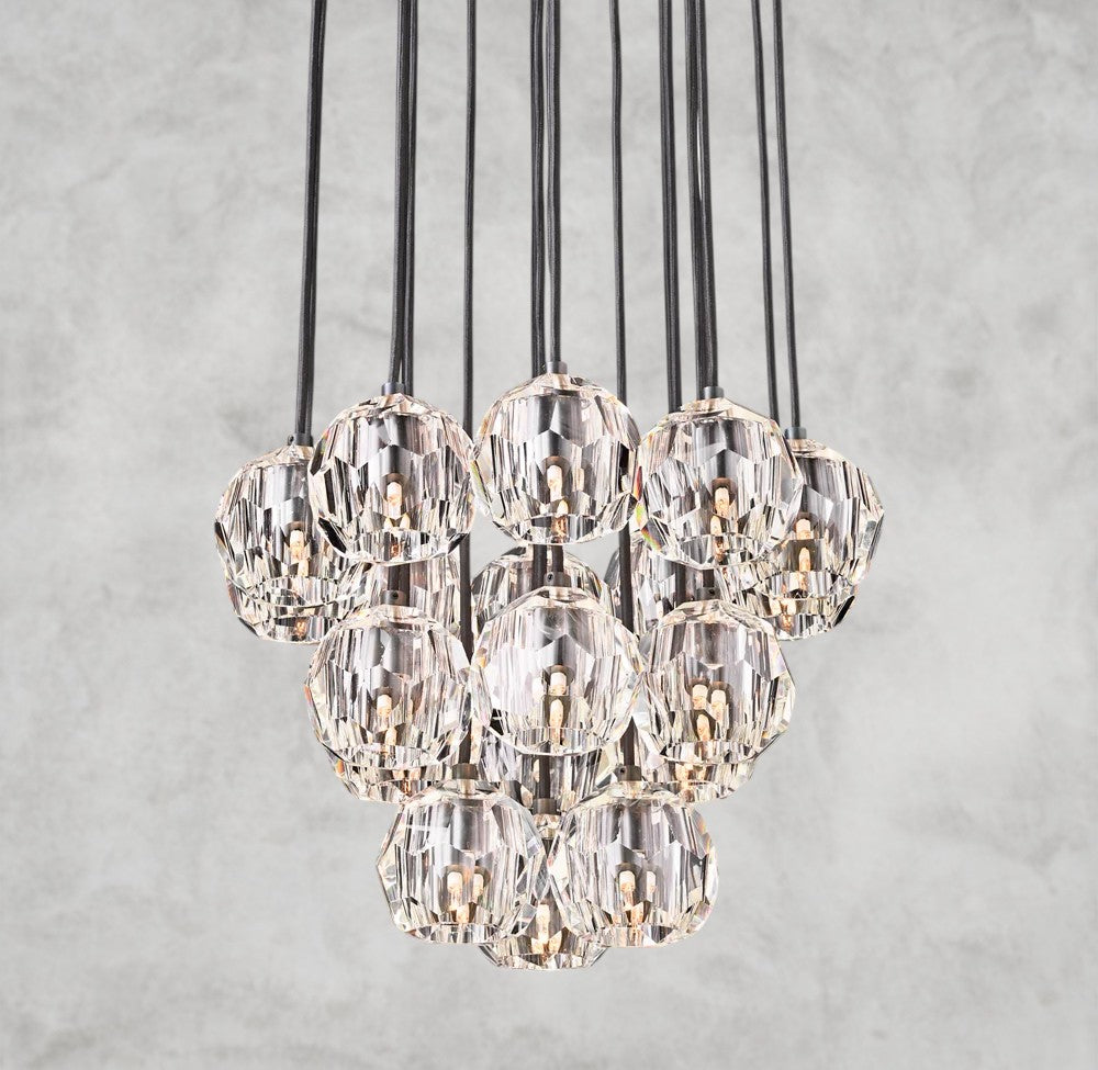 Boule De Cristal Clear/ Smoke Glass Round Cluster Chandelier 14", 19", 24", 30", 40"